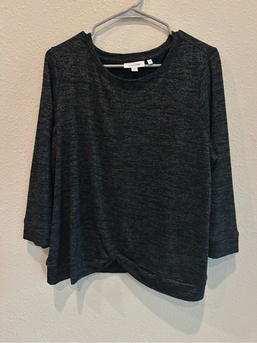 Chico's Charcoal Twist-Front Long Sleeve Tee